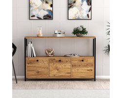Dressoir - Stijlvol Zwart & Walnoot Design - 120x75x30cm - Duurzaam Melamine
