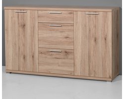 Dressoir Tosun 144 cm met 2 deuren & 3 lades - eik