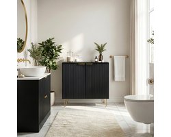 Dressoir Trondi 75x80x40 cm zwart [en.casa]