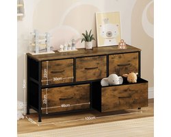 Dressoir - Tv Meubel - Opbergkast - Buffetkast - Wandkast - Ladenkast - Commode - Consolekast - Tv Kast - Gang Kast - 5 Lades - 100X30X54Cm - Hout