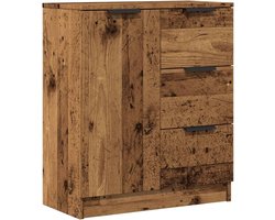 Dressoir van bewerkt hout - oud houtkleurig - 1 stuk - 60x30x70 cm
