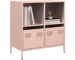 Dressoir van koudgewalst staal, roze, dressoir van koudgewalst staal, met laden, ruime opbergruimte en stabiele structuur voor de organisatie van het huis, 68 x 39 cm