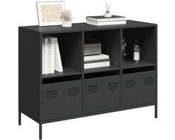 Dressoir van koudgewalst staal, zwart, dressoir van koudgewalst staal, met laden, ruime opslag en stabiele structuur voor de organisatie van het huis 101,