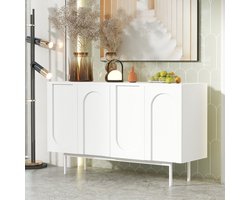 Dressoir - Volwit 4 Deuren Boogpatroon Minimalistisch - Wit