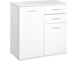Dressoir voor de woonkamer, smal kastje met deuren en lades, 71x35x76cm, wit