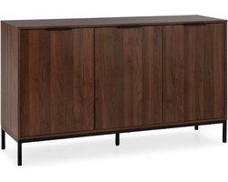 Dressoir Walnoot 140 cm Breed - Moderne Opbergkast met 3 Deuren