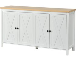 Dressoir Wit - Moderne MDF Opbergkast Voor Hal - Witte Buffetkast Met Verstelbare Planken - 140x40x78 cm - Opbergen - Woonkamer Wit