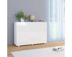 Dressoir woonkamer met 2 laden en 3 deuren, eetkamerdressoir, bijzetkast, modern dressoir, ingang, woonkamer, eetkamer, wit, 107 x 35 x 76 cm