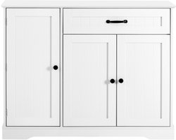 Dressoir, Woonkamerkast, Bijzetkast, Halmeubel - Geschikt Voor Eetkamer, Woonkamer En Gang - Wit, 107 × 40 × 84 cm