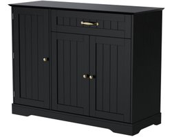 Dressoir, Woonkamerkast, Bijzetkast, Halmeubel - Geschikt Voor Eetkamer, Woonkamer En Gang - Zwart, 107 × 40 × 84 cm