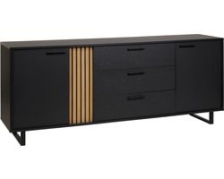 Dressoir zwart 216 cm – stevig breed dressoir – veel opbergruimte