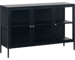 Dressoir Zwart - Metaal - 40x132x85cm - 3 Deuren - Soft Closing - Dressoir Carmel - Giga Living