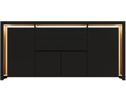 Dressoir Zwart - Moderne Opbergkast met Lades, 4 Deuren, Opbergruimte