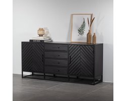 Dressoir Zwart - Visgraat - Mangohout - Kast Isa Klein - Giga Meubel
