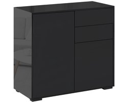 Dressoir Zwarte Opbergkast met 2 Laden en 2 Deuren Anti-Kantel voor Woonkamer Slaapkamer 79x36x74cm