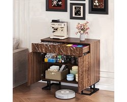 Dressoirkast – Dressoir – Opbergkast – Sideboard – Kast – Modern Klassiek Bruin – Stevige Metalen Poten – 2 Lades + 2 Deuren met Soft-Close – Compact 68,5 cm Hoog