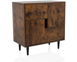 Dressoir/ladekast LYKKJA 76x39,5x76 cm 2 lades 2 deuren bruin/zwart hjh LIVING