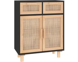 Dressoirs, keukendressoir, sideboard, 60 x 30 x 75 cm, massief hout grenen en natuurlijk rotan, voor woonkamer, keuken, gang