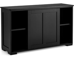 Dressoirs met 3 planken, verstelbare plank, 2 schuifdeuren, veel opbergruimte, ideaal voor eetkamer, keuken, woonkamer, 106,5 x 33 x 60 cm, 3 kleuren (zwart)