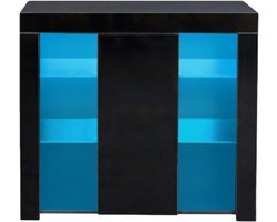 Dressoirs Met LED Zwart Vitrinekast UV Hoogglans Glas Woonkamer Opbergen Display modern stijlvol 94x35x83 cm