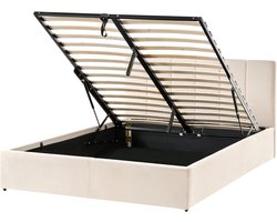 DREUX - Bed met opbergruimte - Lichtbeige - 140 x 200 cm - Fluweel