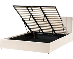DREUX - Bed met opbergruimte - Lichtbeige - 180 x 200 cm - Fluweel