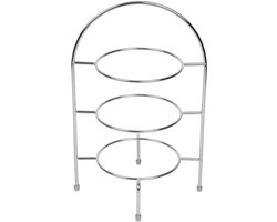 Drie-laags etagère voor High Tea en Gebak - Verchroomd met Antislipvoetjes