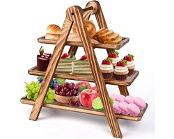 Drie-laags serveerplateau voor cupcakes en desserts, perfect voor feestelijke presentaties en tafeldecoratie