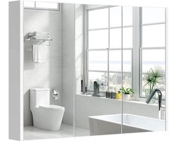 Drie spiegels badkamermeubel, badkamer wandkast met verstelbare planken, 90 x 11 x 65 cm