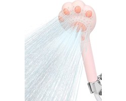 Drie standen Cat Paw douchekop - Waterbesparend, hoge druk, kunststof constructie, eenvoudige installatie, handmatig of aan de muur te bevestigen (Roze)