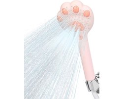 Drie standen Cat Paw douchekop - Waterbesparend, hoge druk, kunststof constructie, eenvoudige installatie, handmatig of aan de muur te bevestigen (Roze)