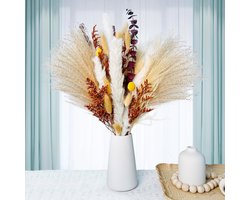 Dried Pampas Grass,Natural Dried Flowers Deco DIY Vase for Pampas Grass Dried Bouquet, Ideal for Boho Living Room Bedroom and Vases Deco (49 PCS)