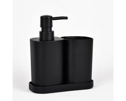 Driedelige badkamer accessoires - zeeppompje - beker - schaaltje - zwart