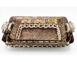 Driedelige Decoratie Schaal - Bronskleurig Met Touw