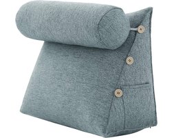 Driehoekig Kussen - Boekenkussen Lendenkussen - Lezen in Bed - Verstelbare Hoogte - 60 cm Breed - Grijs