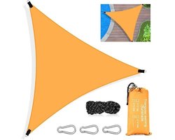 Driehoekig zonneschermdoek van 3x3 meter, waterdicht, UV-bestendig, ademend, gemaakt van polyethyleen met hoge dichtheid, inclusief touwen, Geschikt voor tuinen, terrassen en zwembaden, oranje.