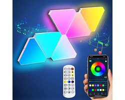 Driehoekige LED Wandlamp RGBIC met Afstandsbediening en Muzieksync voor Gaming Setup