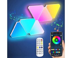 Driehoekige LED Wandlamp RGBIC met Afstandsbediening en Muzieksync voor Gaming Setup