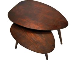 Driehoekige Salontafel set - Bruin - 2 stuks - Mangohout