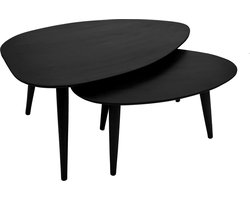 Driehoekige Salontafel set - Zwart - 2 stuks - Mangohout