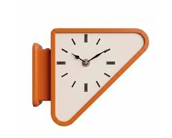 Driehoekige Wandklok – Dubbelzijdig | Retro 70's Design | Orange