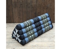 Driehoekkussen - Driehoekskussen extra breed - Kapok driehoekig kussen breed - Thais kussen - Rug en steunkussen - grijs-zwart