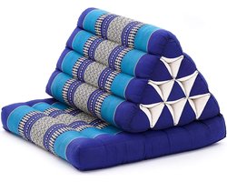 Driehoekskussen – Moon Kwan Kussen - Thais Kussen – Vloerkussen – Thais matras – 1 fold standaard -Driehoekskussen Thai – Blauw