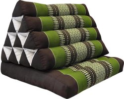 Driehoekskussen – Moon Kwan Kussen - Thais Kussen – Vloerkussen – Thais matras – 1 fold standaard -Driehoekskussen Thai – Groen/Bruin