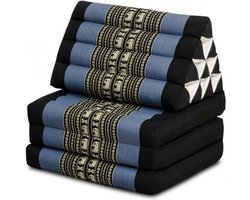 Driehoekskussen – Moon Kwan Kussen - Thais Kussen – Vloerkussen – Thais matras - 3 fold standaard met 10 rollen - Driehoekskussen Thai – Grijs/zwart