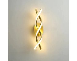 Driekleurige, moderne LED-wandlamp, spiraalvormige wandlamp, booglamp, geschikt voor woonkamer, gang, slaapkamer, huisdecoratie, binnenwandlamp - goud