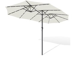 Driekops Parasol Crème met LED verlichting – Extra groot schaduwoppervlak