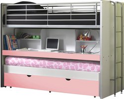 Driepersoons hoogslaper Evi Roze - Hoogte 160.8 cm