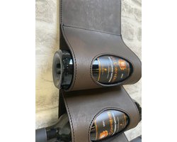 Dries Design D3SD - wijnfles houder - wijnflessen houder - flessenhouder - wijnrek - flessenrek - cognac rek - whisky rek - leder 6 - bruin - gestikt