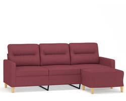 Driezitsbank | 3-zitsbank | Sofa met voetenbank 180 cm stof wijnrood